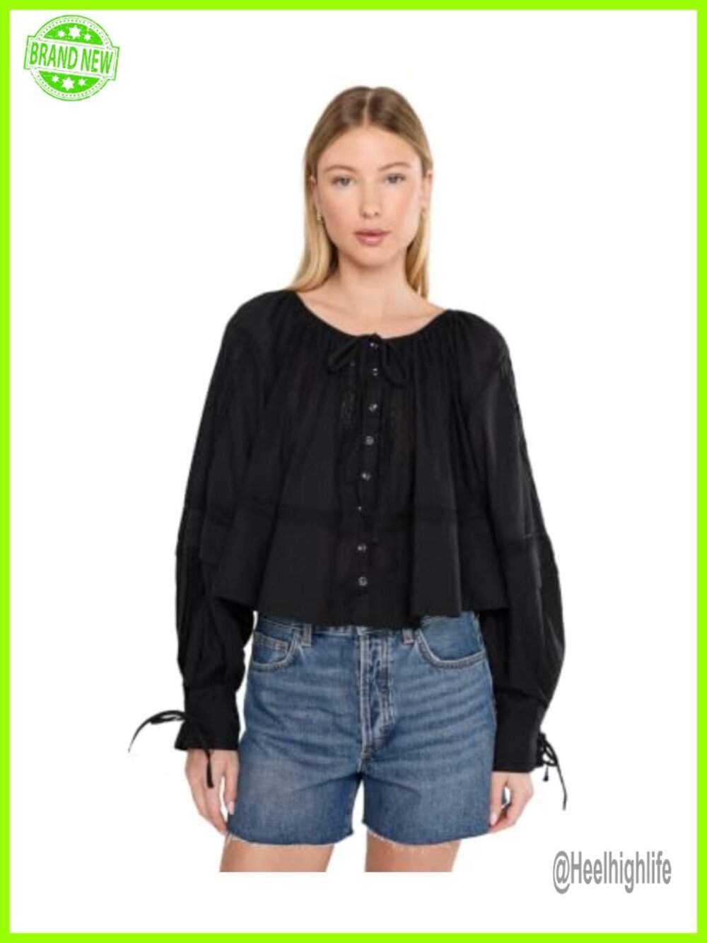 Free People La Lune Cotton Tunic Top Button Front Long Sleeve